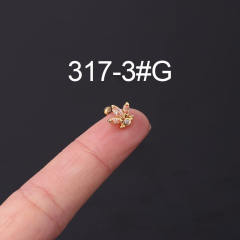 Color cubic zircon personality cartilage earrings(1pcs price)