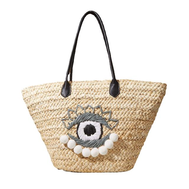 National trend evil eye straw tote bag beach bag