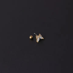 Color cubic zircon personality cartilage earrings(1pcs price)