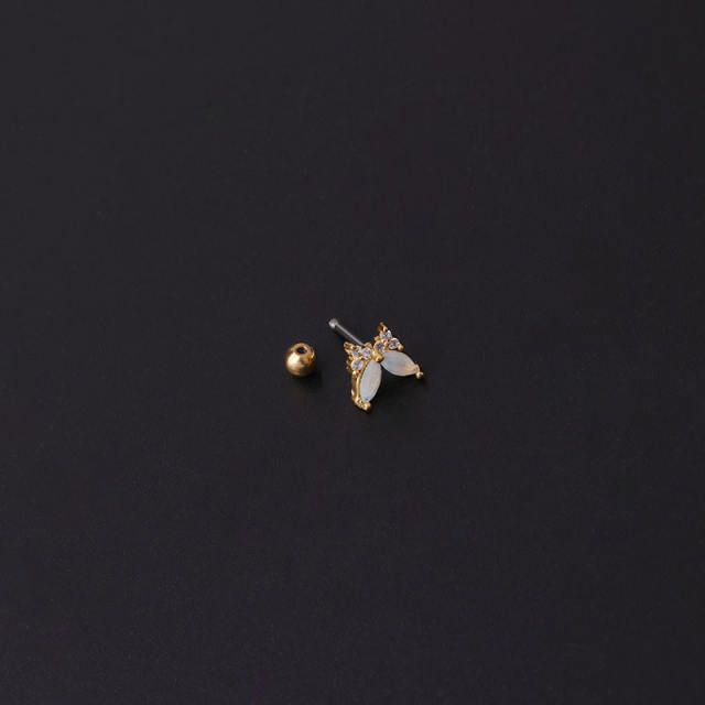 Color cubic zircon personality cartilage earrings(1pcs price)