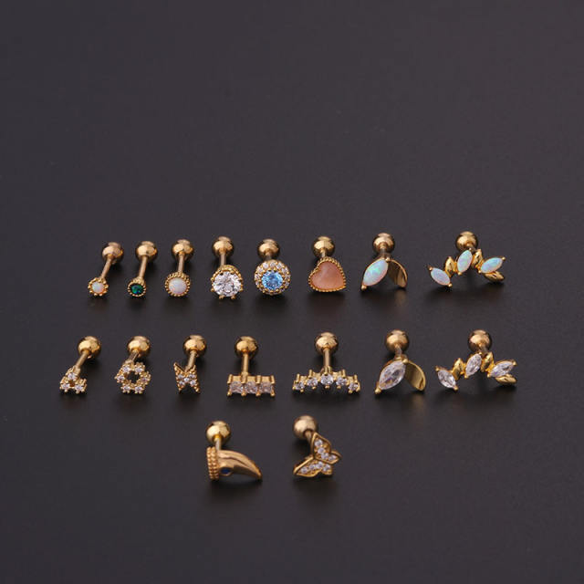 Opal stone cartilage earrings(1pcs price)