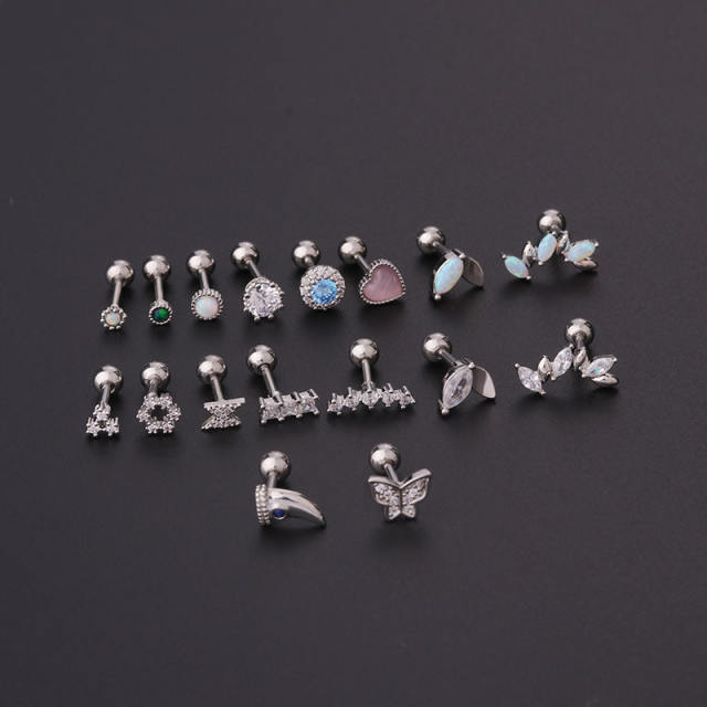 Opal stone cartilage earrings(1pcs price)