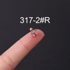 Color cubic zircon personality cartilage earrings(1pcs price)