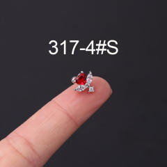 Color cubic zircon personality cartilage earrings(1pcs price)