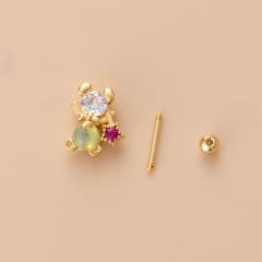 Korean fashion color cubic zircon cartilage earrings(1pcs price)