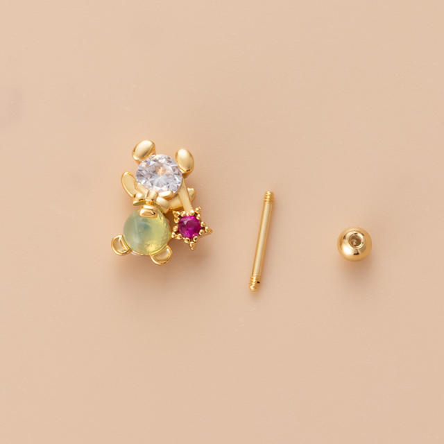 Korean fashion color cubic zircon cartilage earrings(1pcs price)