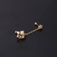 Color cubic zircon personality cartilage earrings(1pcs price)