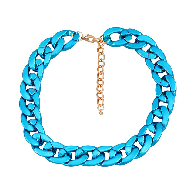 Punk trend alloy resin cuban chain choker necklace