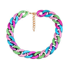 Punk trend alloy resin cuban chain choker necklace