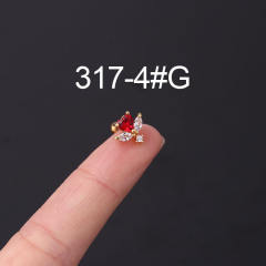 Color cubic zircon personality cartilage earrings(1pcs price)