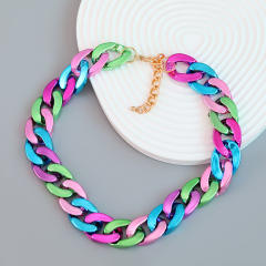 Punk trend alloy resin cuban chain choker necklace