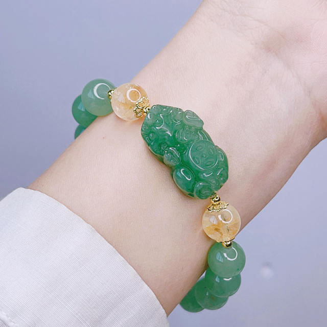 Natural jade bead pixu bracelet