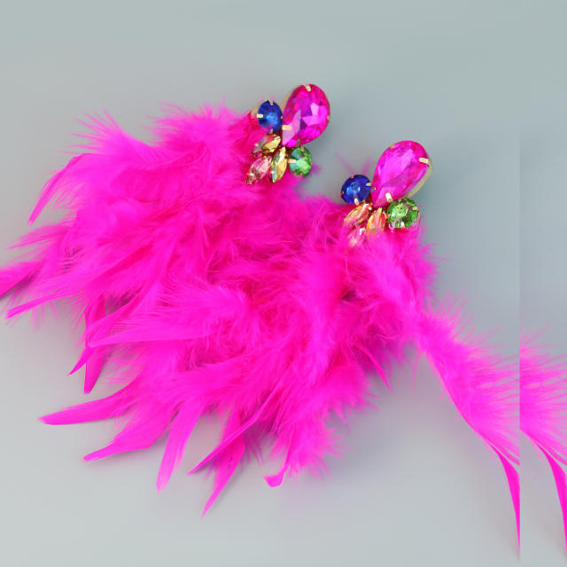 Boho colorful feather earrings