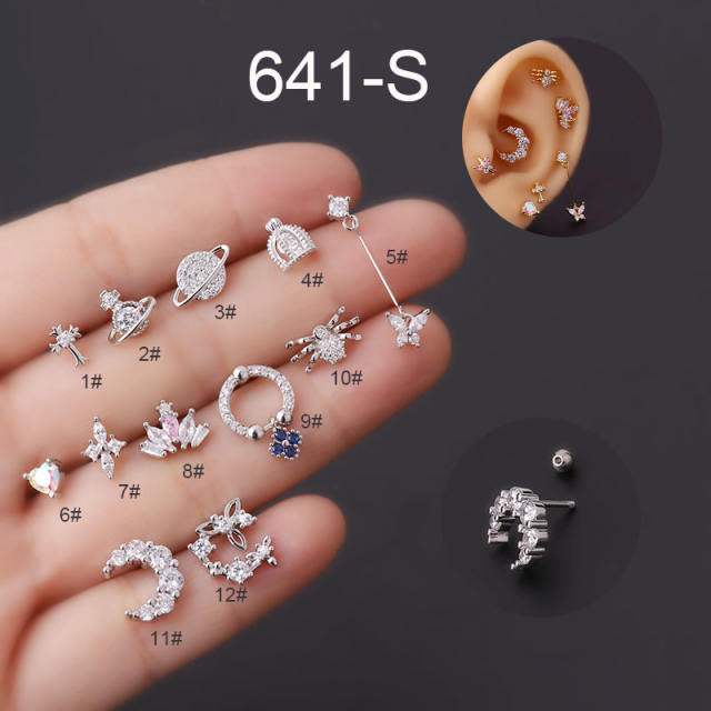Elegant cubic zircon personality cartilage earrings(1pcs price)