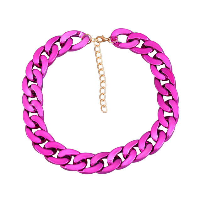 Punk trend alloy resin cuban chain choker necklace