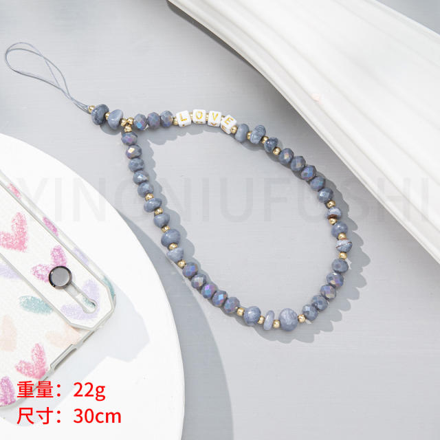 Creative love letter color bead phone strap