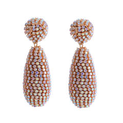 Luxury pave setting rhinestone ball drop earrings