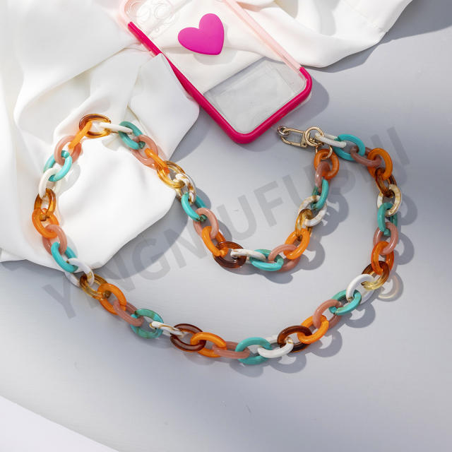 Creative colorful acrylic chain long phone strap