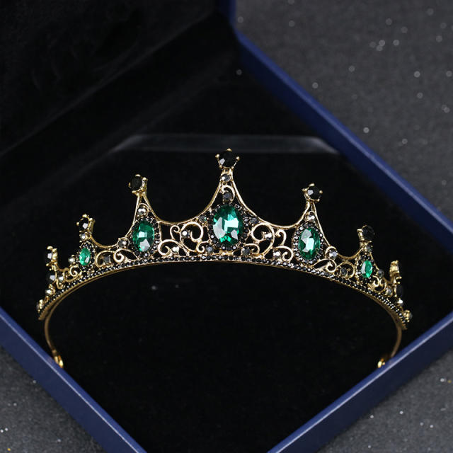Baroque color glass crystal statement crown