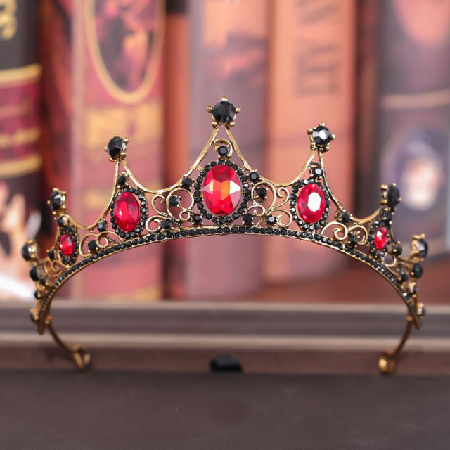 Baroque color glass crystal statement crown