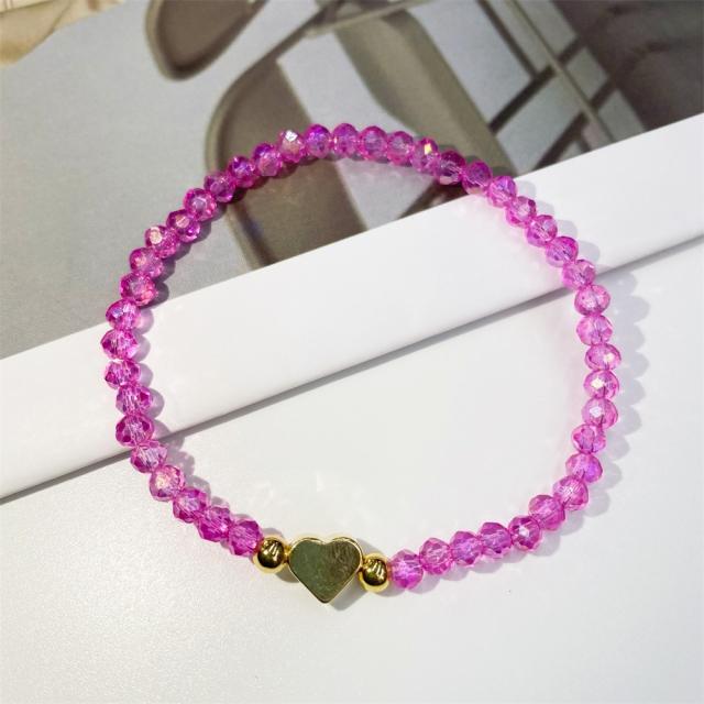 Y2K copper heart colorful bead bracelet