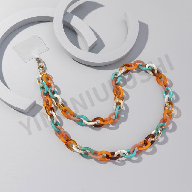 Creative colorful acrylic chain long phone strap