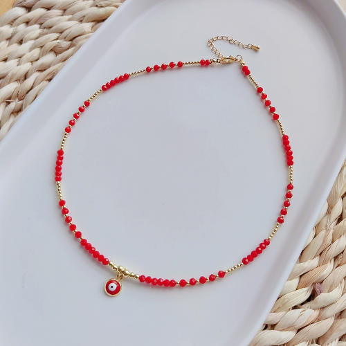 Boho evil eye charm bead choker necklace