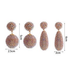 Luxury pave setting rhinestone ball drop earrings