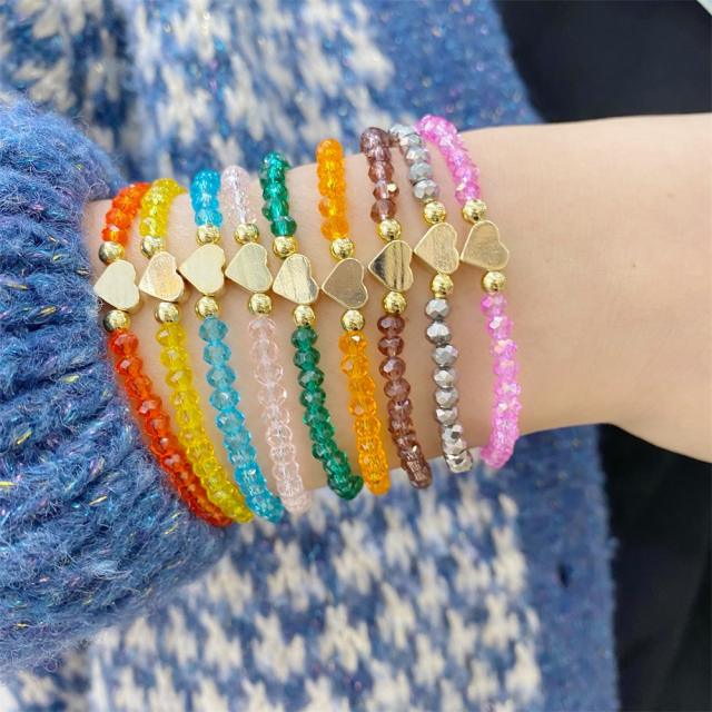 Y2K copper heart colorful bead bracelet