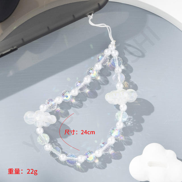 ins Y2K gorgeous clear bead phone strap