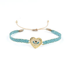 18K real gold plated copper evil eye thread bracelet