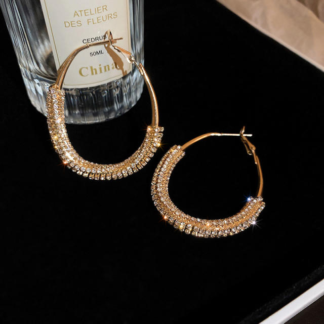 Luxury rhinestone circle hoop earrings