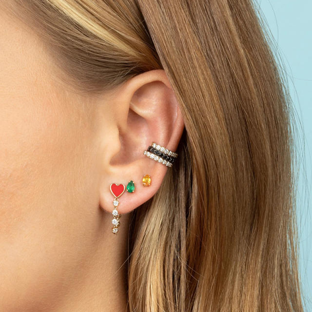 925 needle ins trend color cubic zircon cartilage earrings