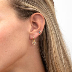 925 needle evil eye huggie earrings