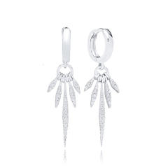 925 needle luxury pave setting cubic zircon copper huggie earrings