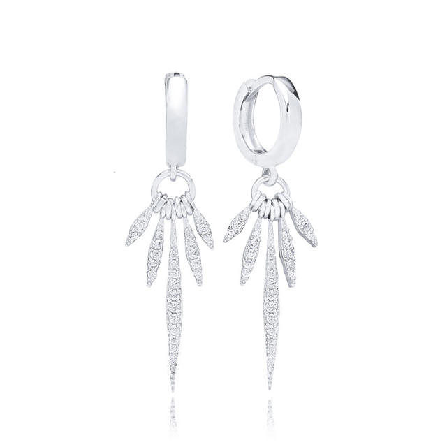 925 needle luxury pave setting cubic zircon copper huggie earrings