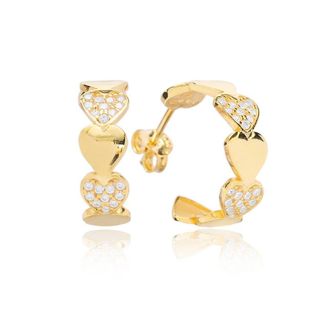 925 needle cubic zircon star copper open hoop earrings