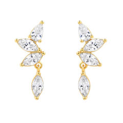 925 needle elegant cubic zircon copper ear studs