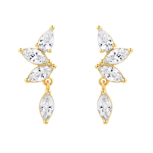 925 needle elegant cubic zircon copper ear studs