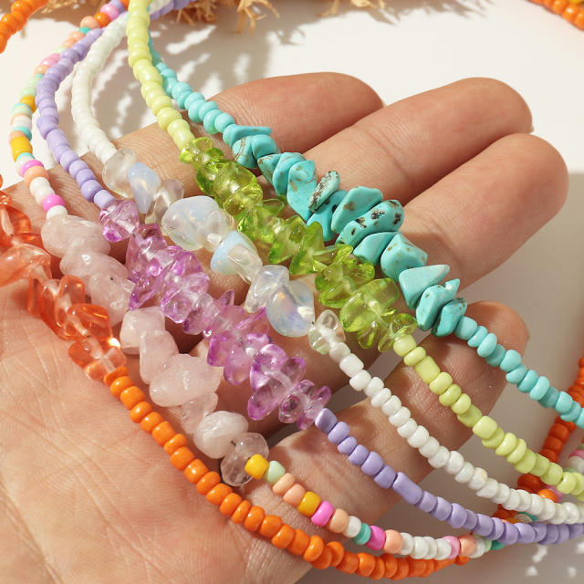 Boho Y2K colorful seed bead choker necklace