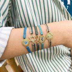 18K real gold plated copper evil eye thread bracelet