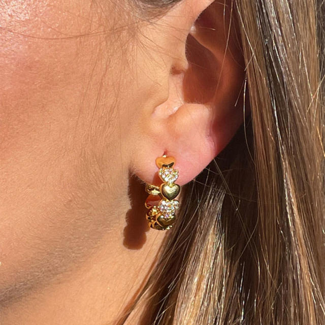 925 needle cubic zircon star copper open hoop earrings