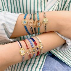 18K real gold plated copper evil eye thread bracelet