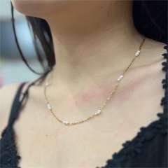 INS dainty water pearl stainless steel necklace