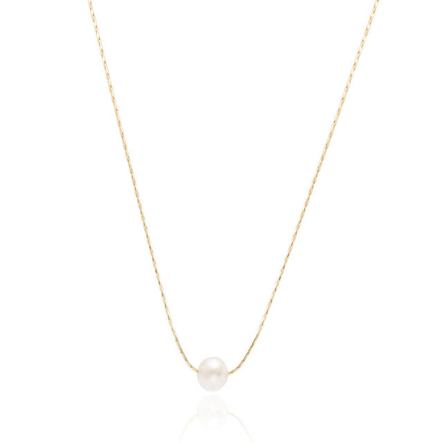 INS dainty water pearl stainless steel necklace