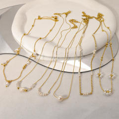 INS dainty water pearl stainless steel necklace