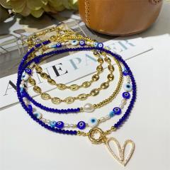 INS trend blue eye evil eye bead necklace set