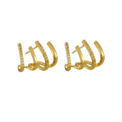 925 needle hot sale unique gold plated copper studs earrings
