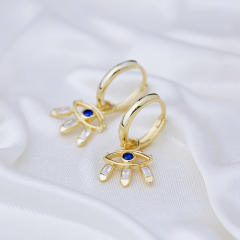 925 needle evil eye huggie earrings