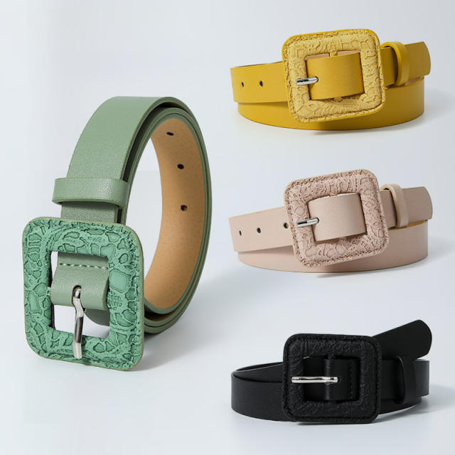 Summer design candy color PU leather buckle belt